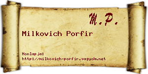 Milkovich Porfir névjegykártya